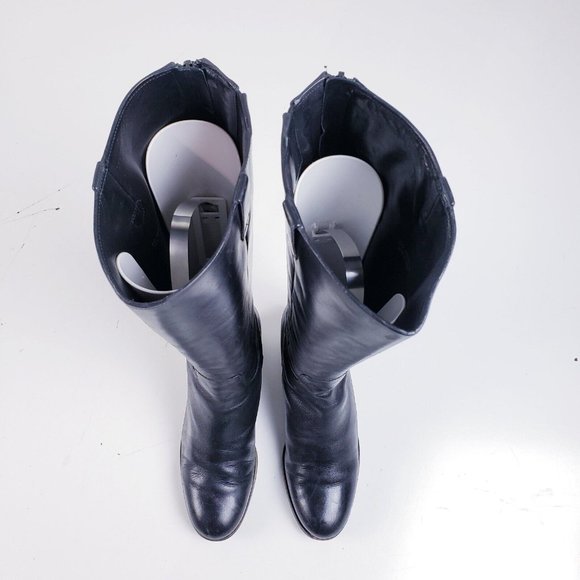 Cole Haan Women's Size 9 Wesley Black Leather Tall Riding Boots Low Heel Zip - Picture 6 of 11